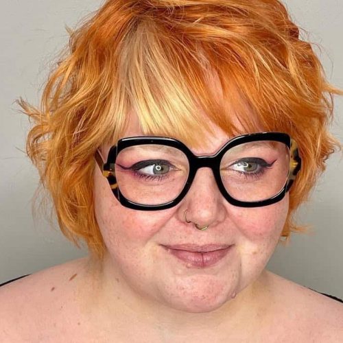 Copper Orange Textured Bob Haircut With Face Frame In St Louis